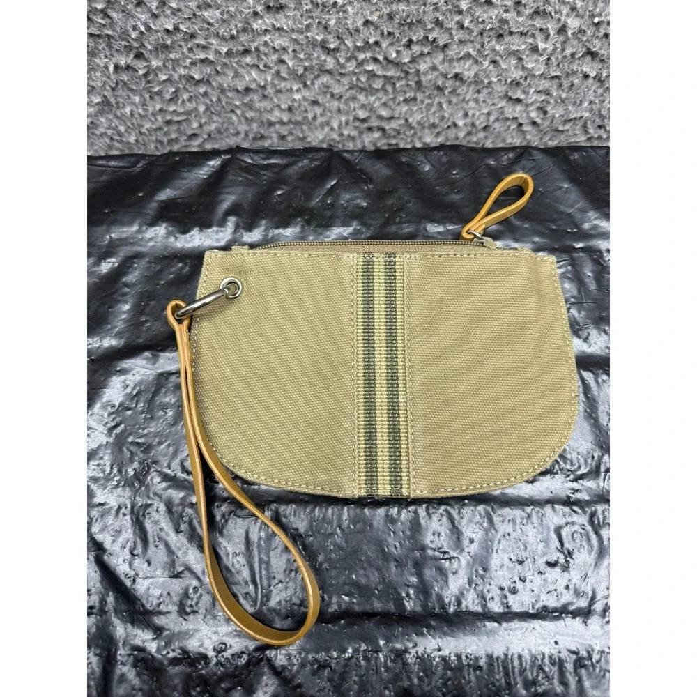 Nine West Accessories Womens Canvas Hobo Shoulder Bag Khaki w/ Wristlet